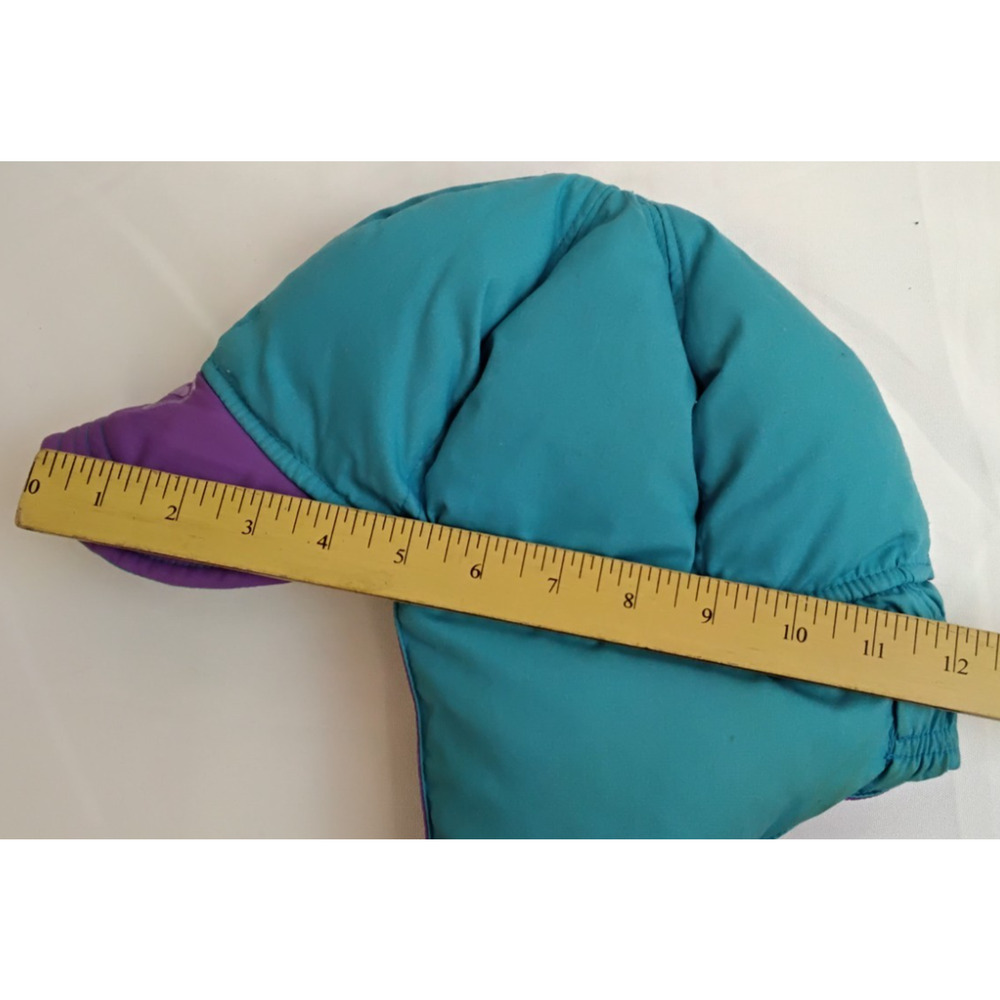 Vintage 1980s Down Filled Trapper Hat Blue/Purple Reversible Ladies M #Z5648 - Picture 11 of 12